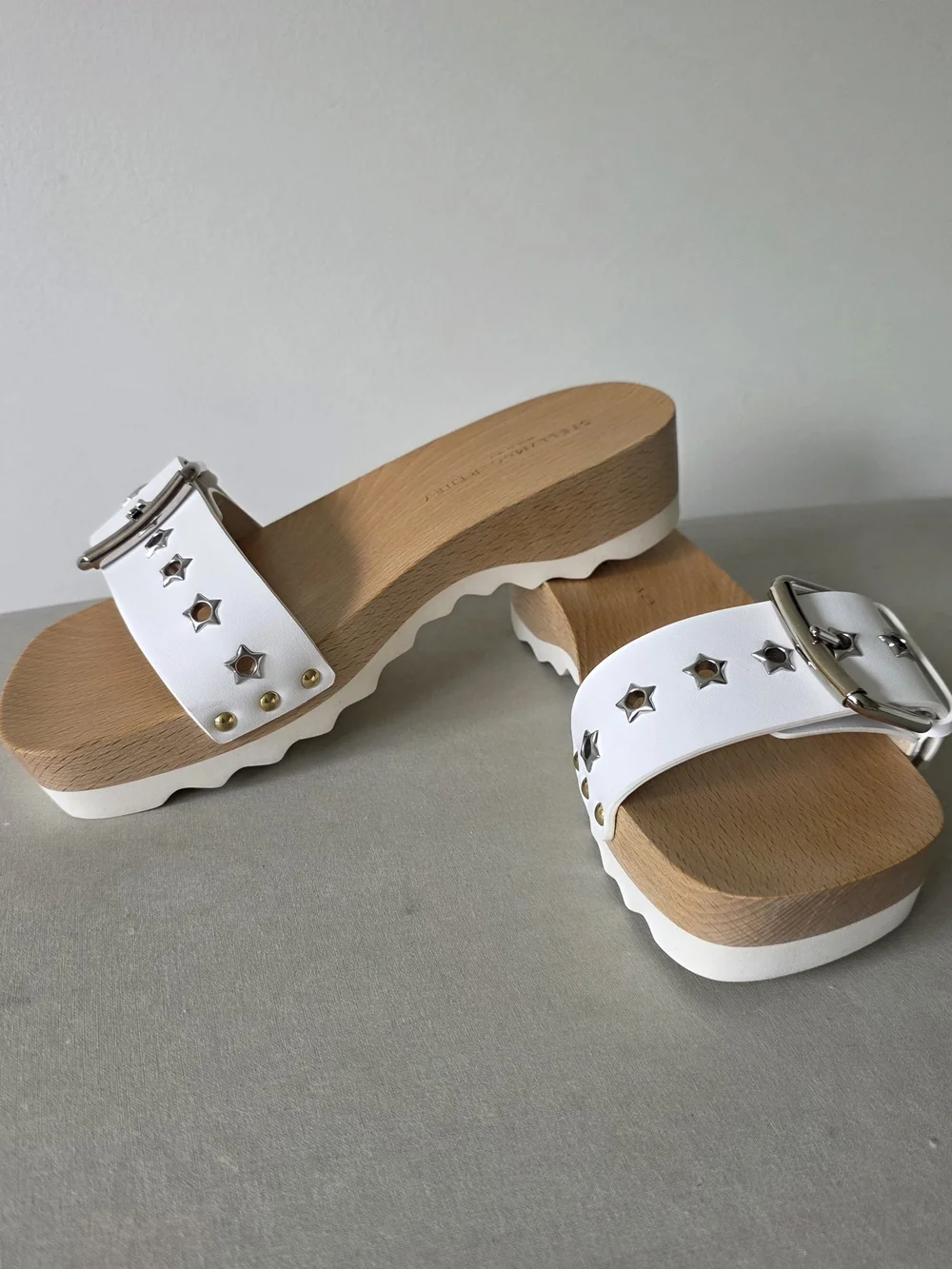 Stella McCartney Elyse Alter Sporty Mat White Platform Slides EU 37 Italy